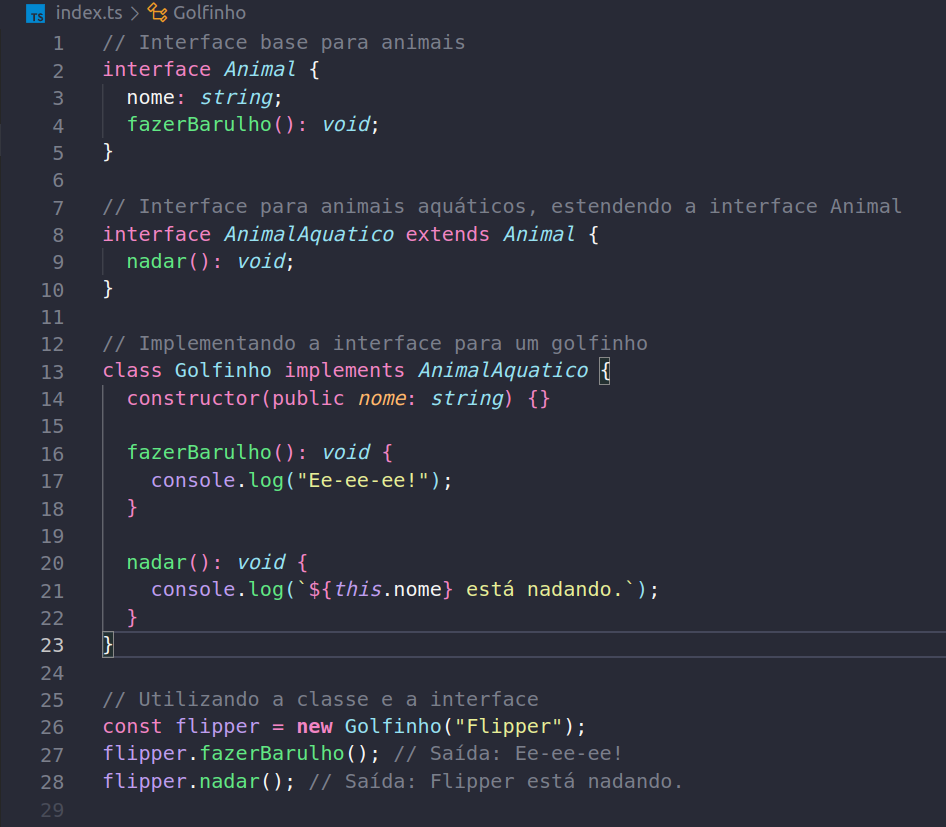 Exemplo prático do uso de interfaces em typescript